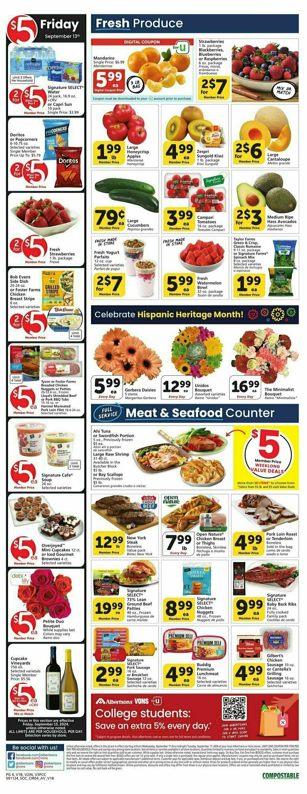 Vons Weekly Ad from September 11