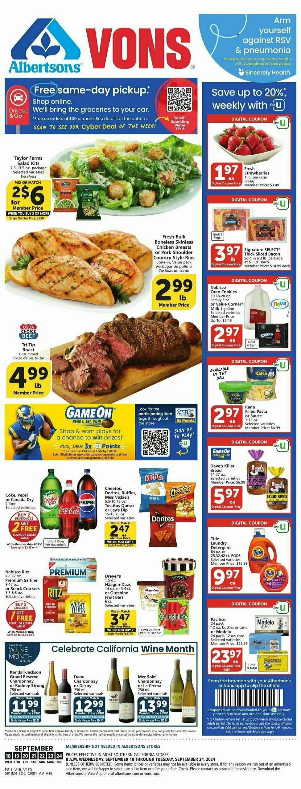 Vons Weekly Ad from September 18