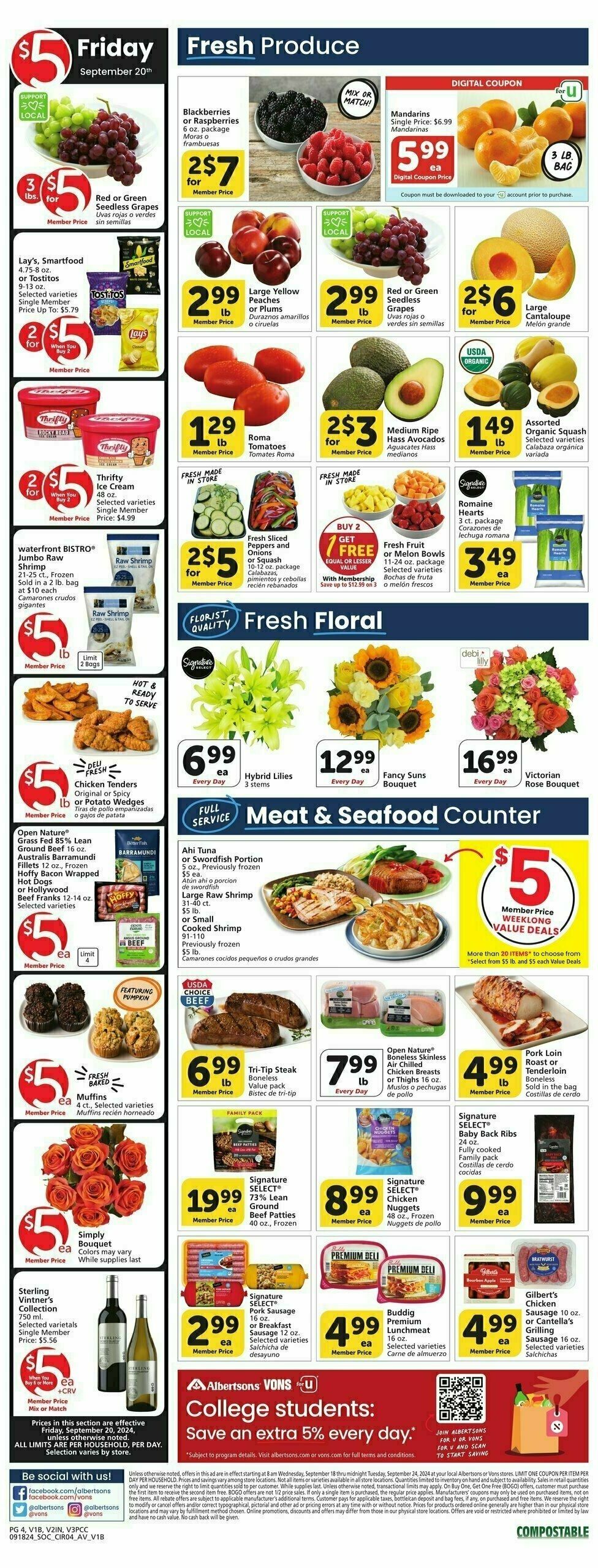 Vons Weekly Ad from September 18