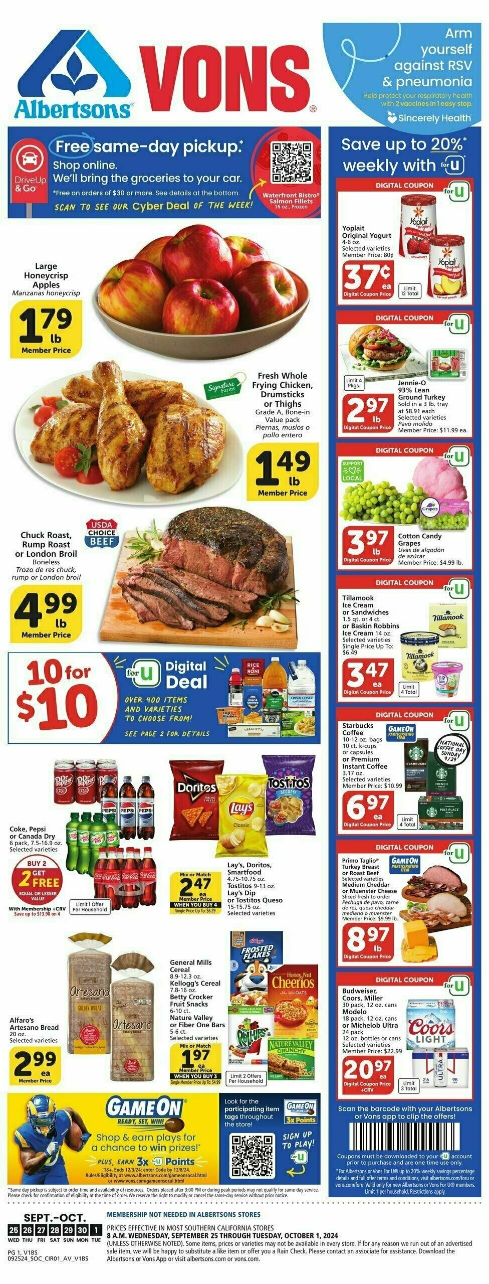 Vons Weekly Ad from September 25