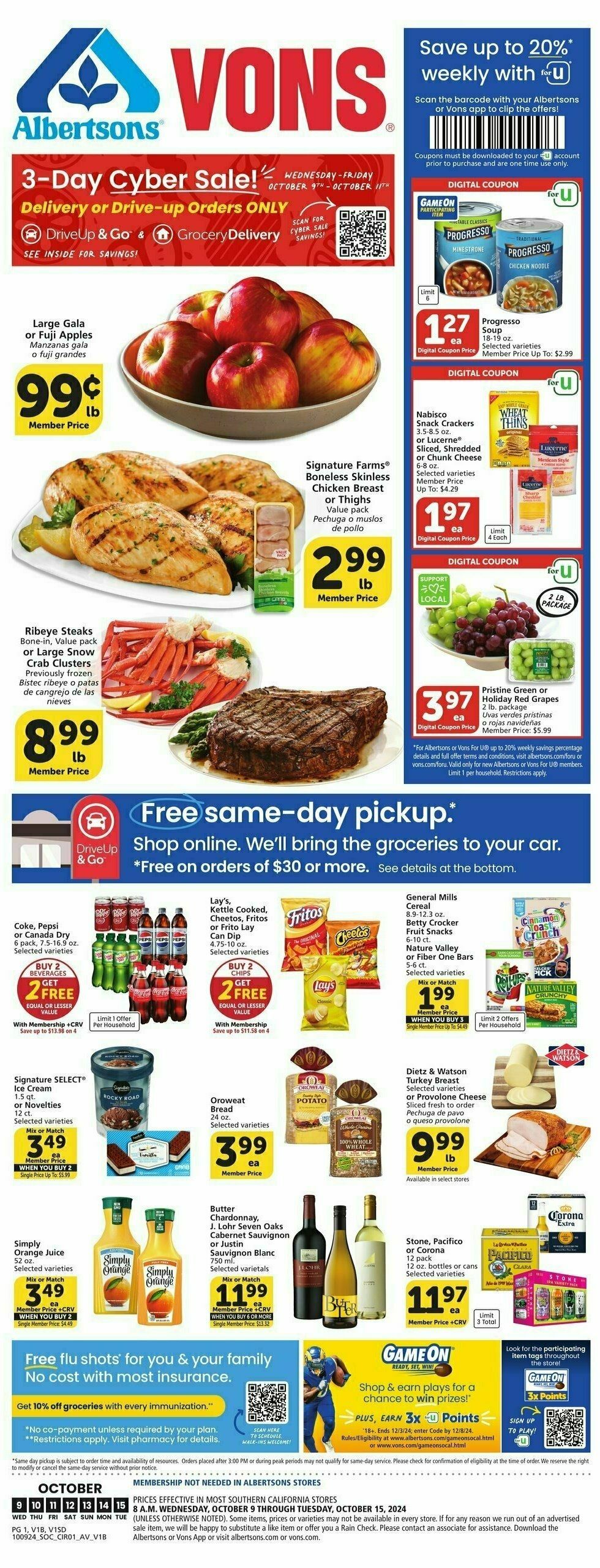 Vons Weekly Ad from October 9