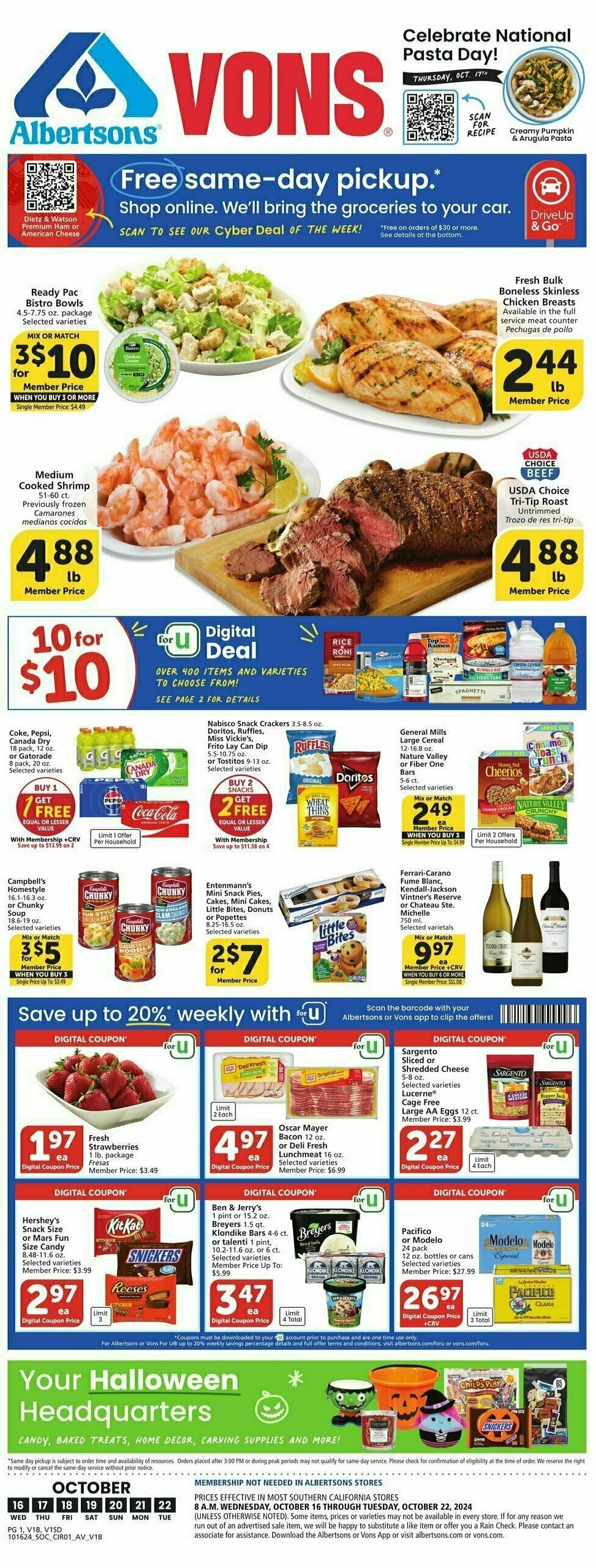 Vons Weekly Ad from October 16