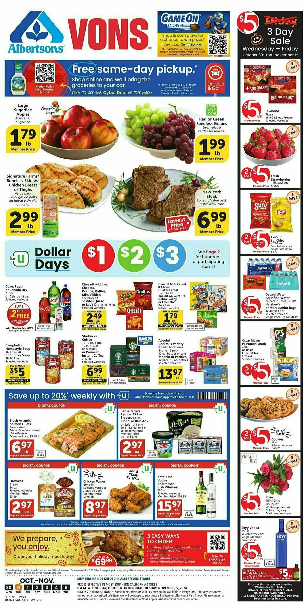 Vons Weekly Ad from October 30