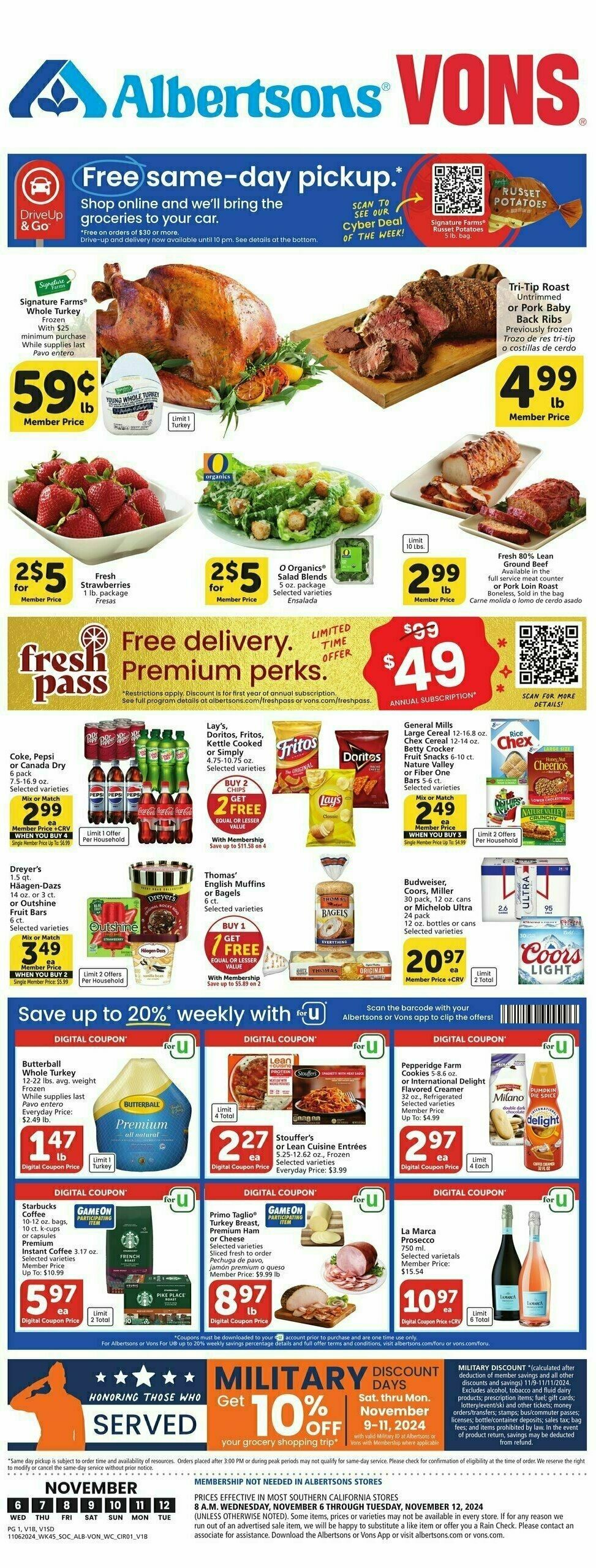 Vons Weekly Ad from November 6