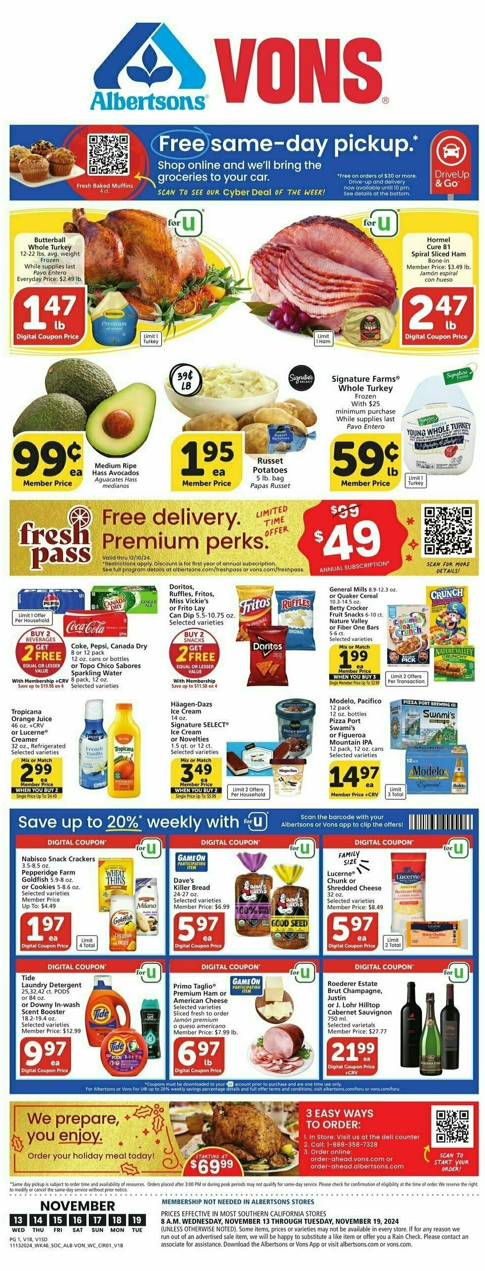 Vons Weekly Ad from November 13