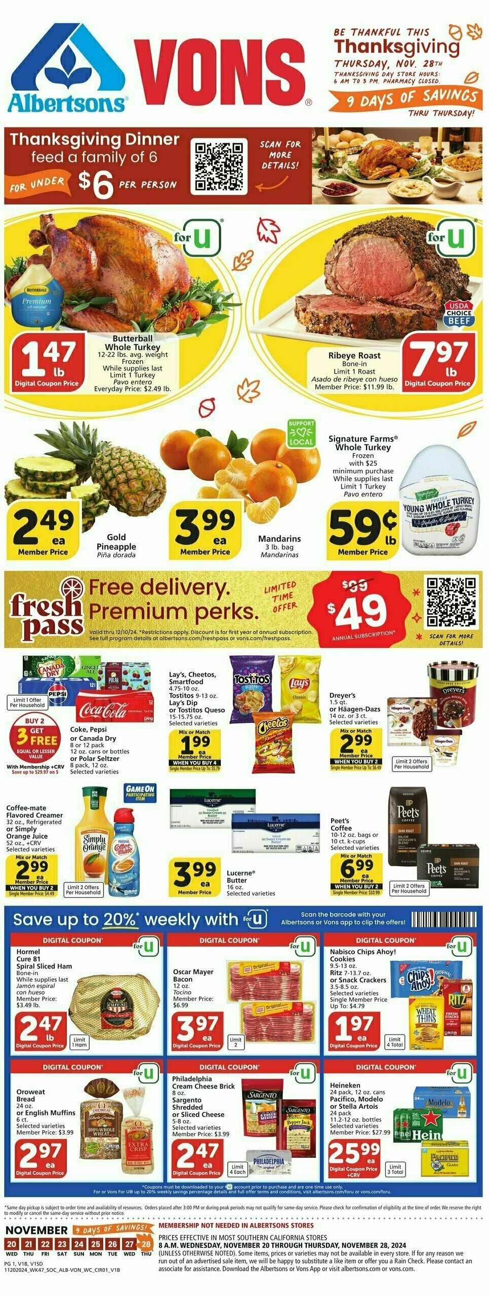 Vons Weekly Ad from November 20