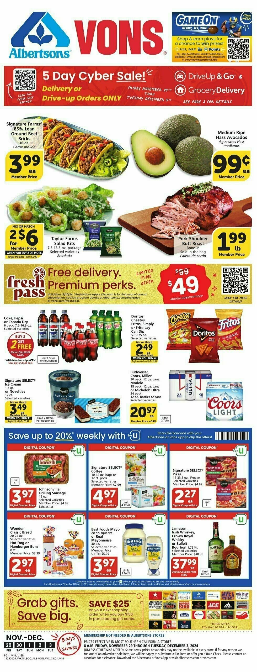 Vons Weekly Ad from November 29