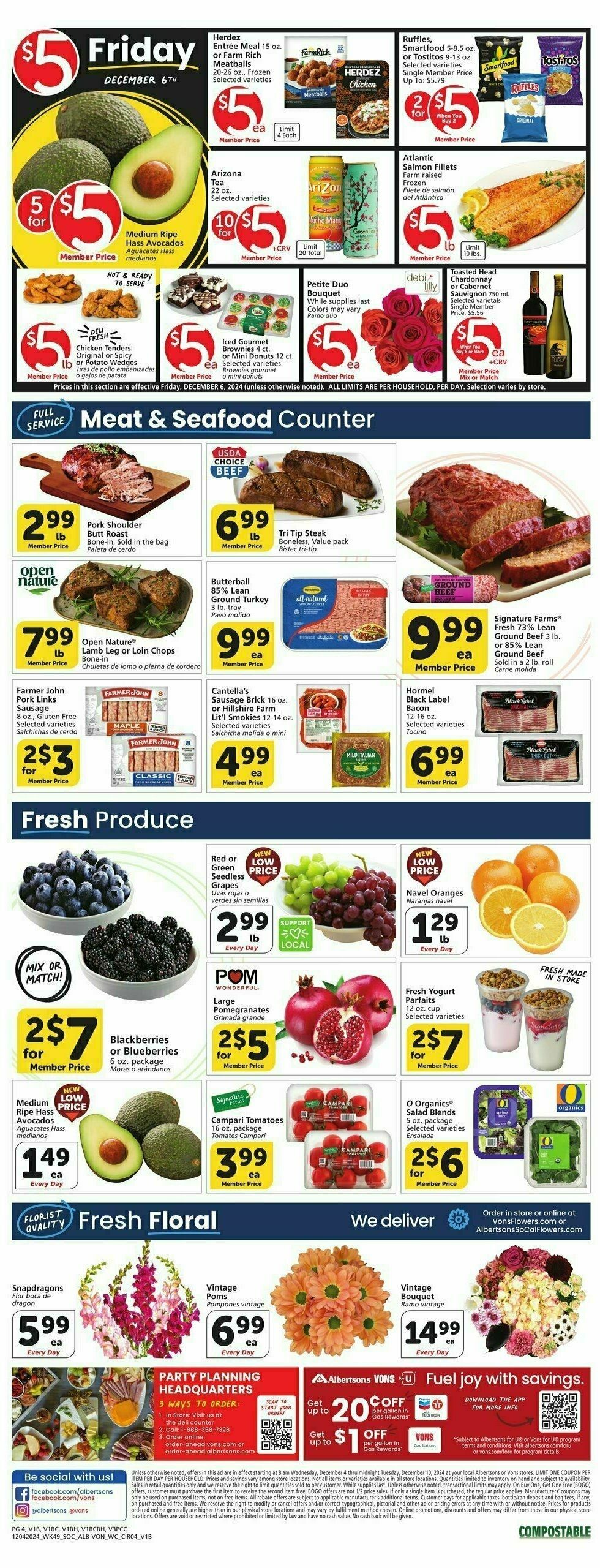 Vons Weekly Ad from December 4