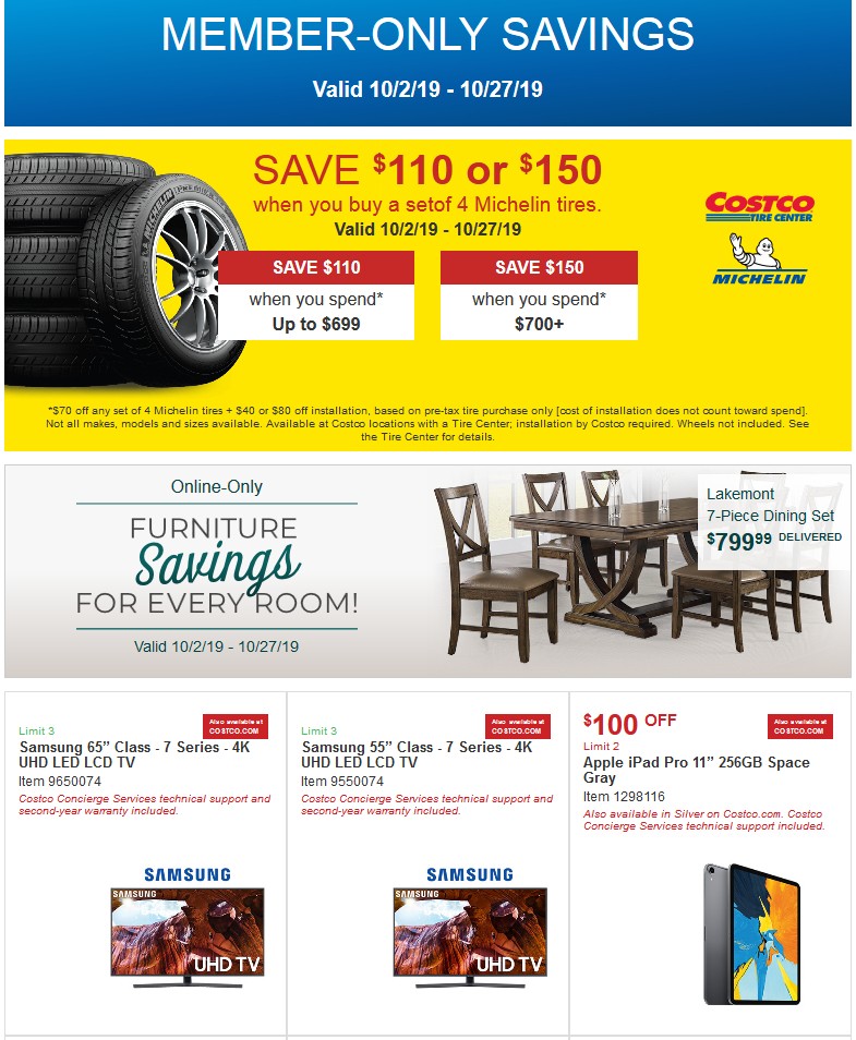 Costco Special Buys and Warehouse Savings from October 2