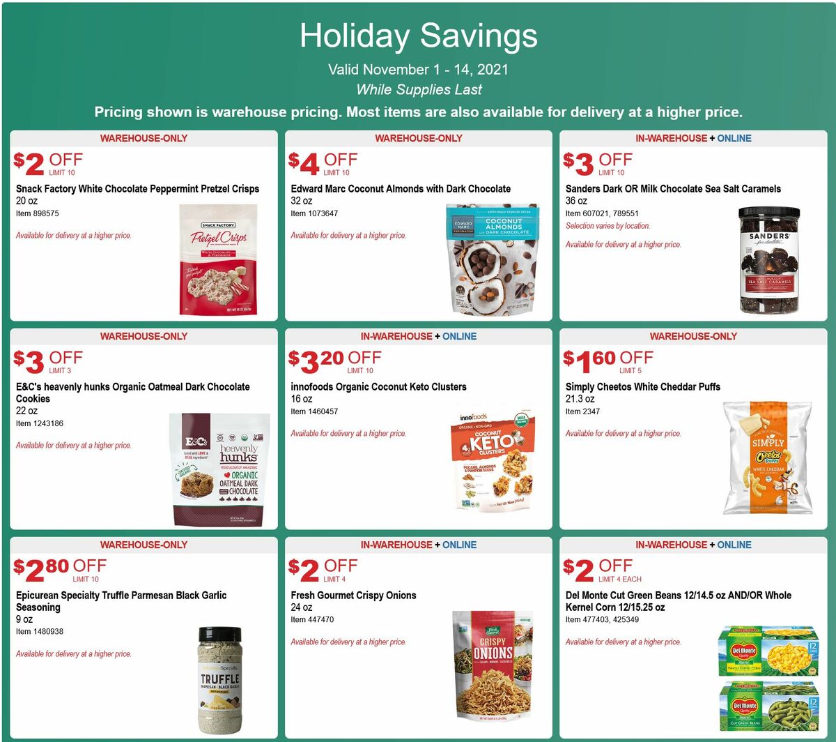 Costco Holiday Savings Special Buys and Warehouse Savings from November 1