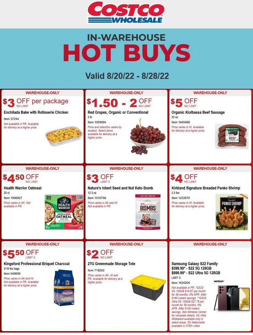 Costco Hot Buys Special Buys and Warehouse Savings from August 20