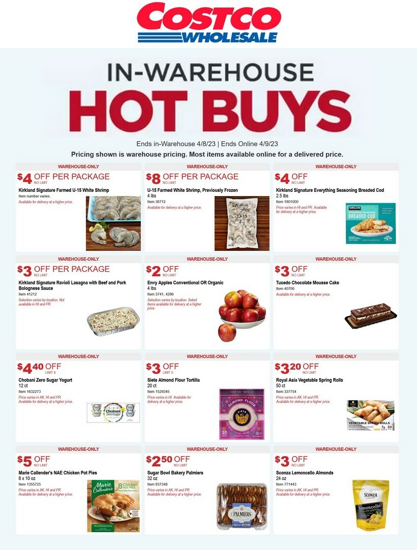 Costco Hot Buys Special Buys and Warehouse Savings from April 1