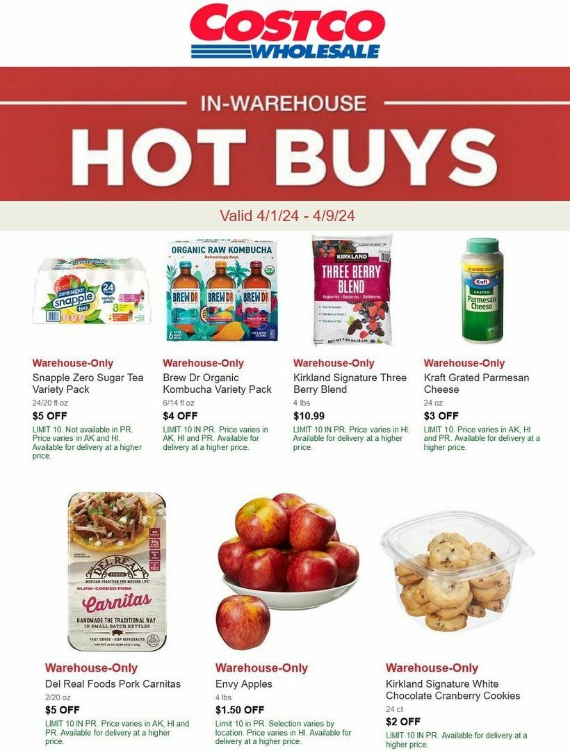 Costco Hot Buys Special Buys and Warehouse Savings from April 1