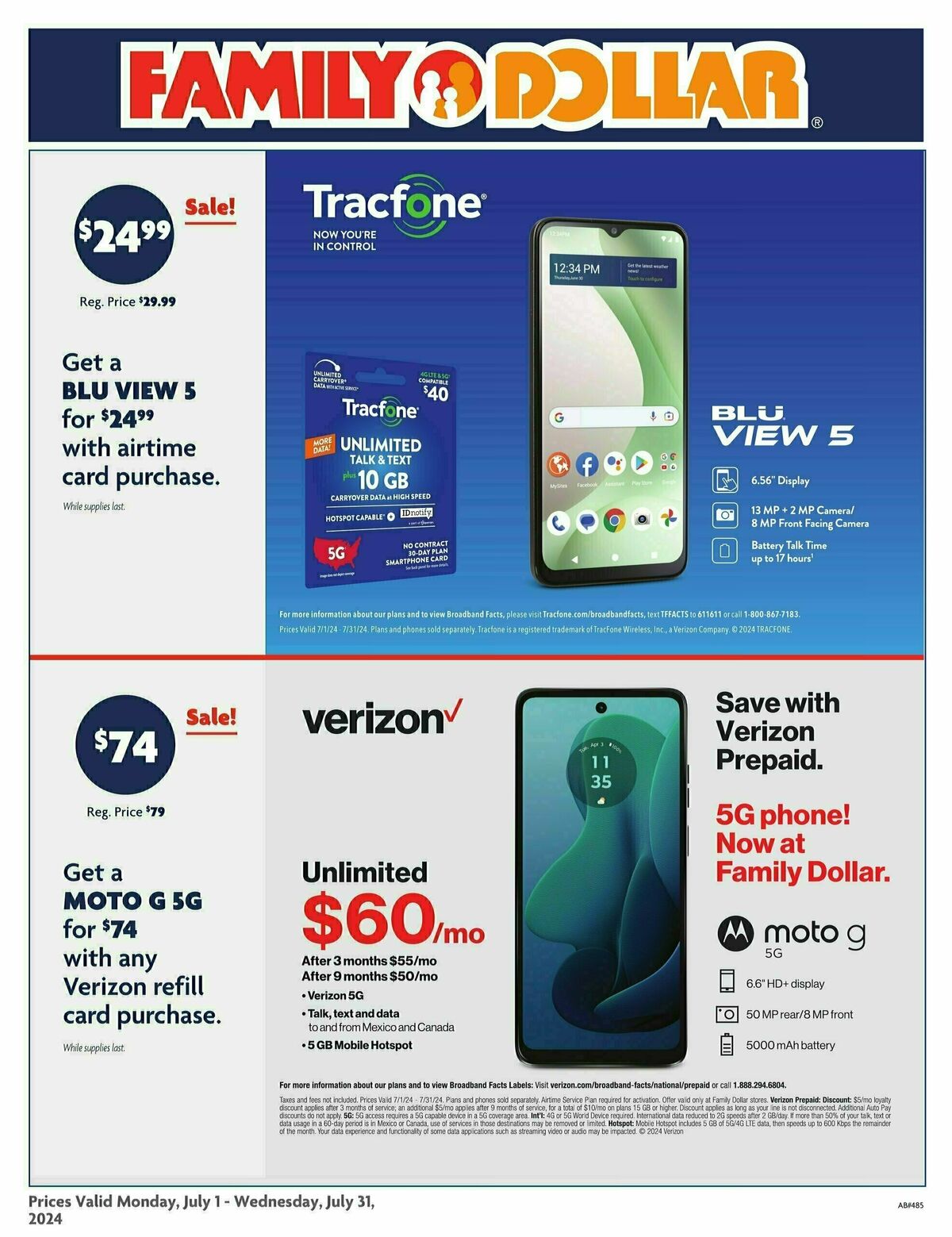 Family Dollar AT&T Tracfone from July 1