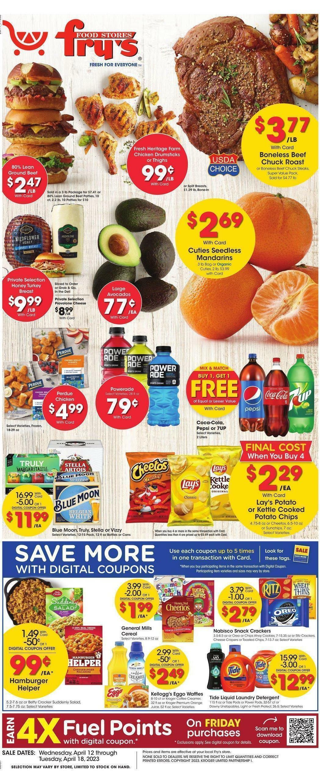 Fry's Food Weekly Ad from April 12