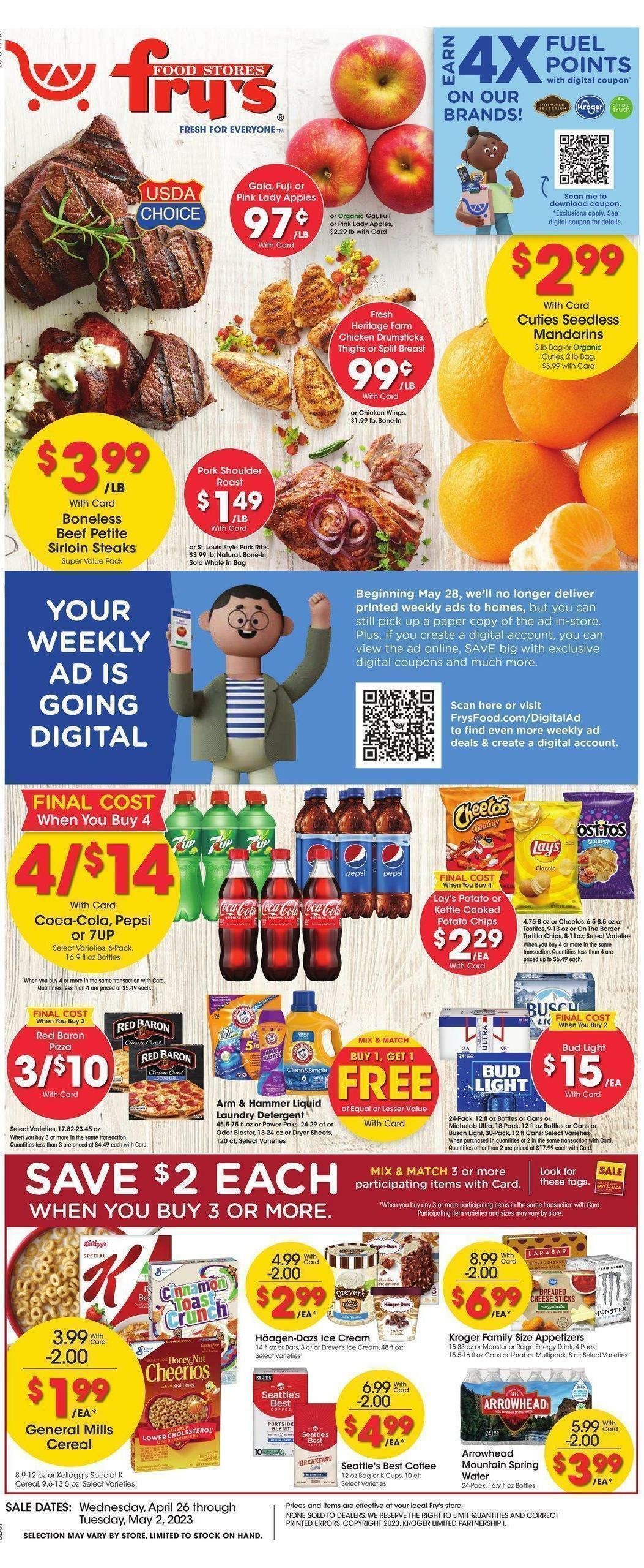 Fry's Food Weekly Ad from April 26