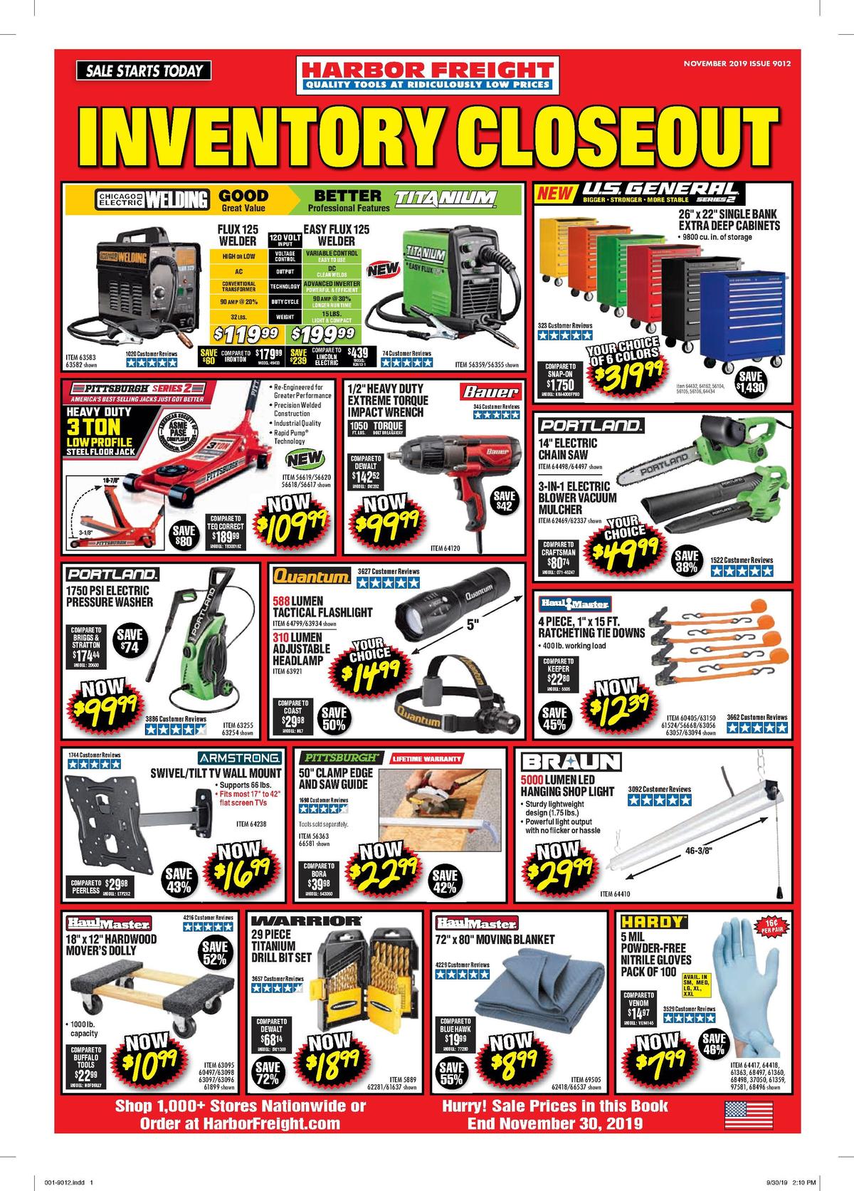 Harbor Freight Tools Best Offers & Special Buys from November 1