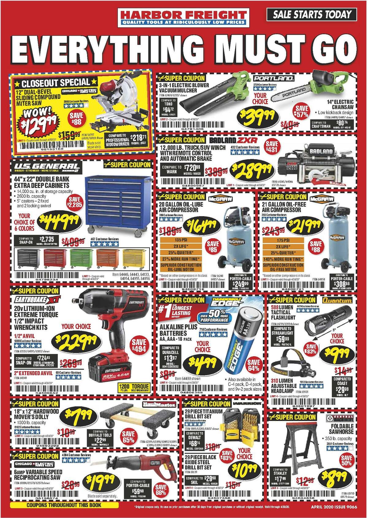Harbor Freight Tools Best Offers & Special Buys from April 1