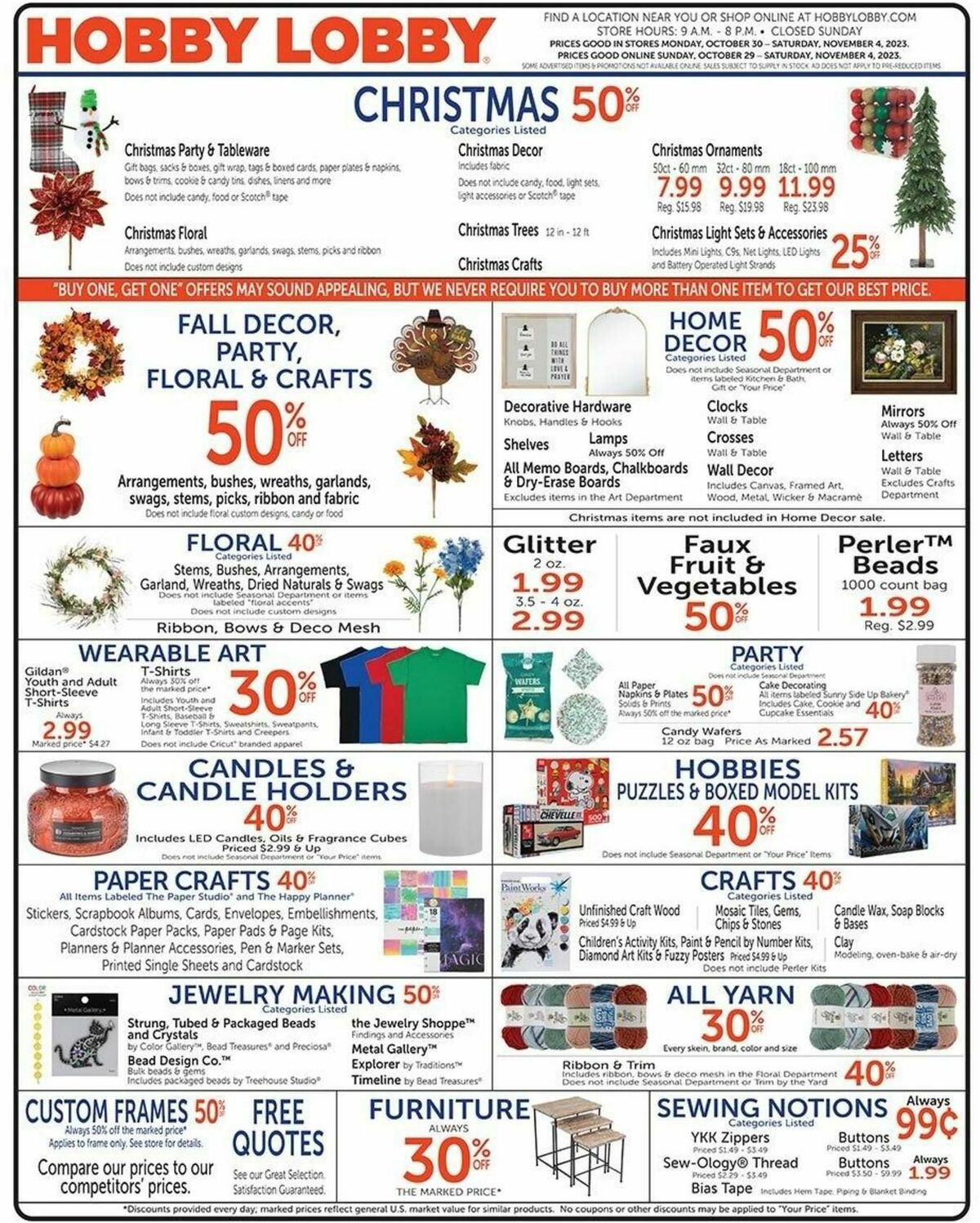 Hobby Lobby Weekly Ad From October 29