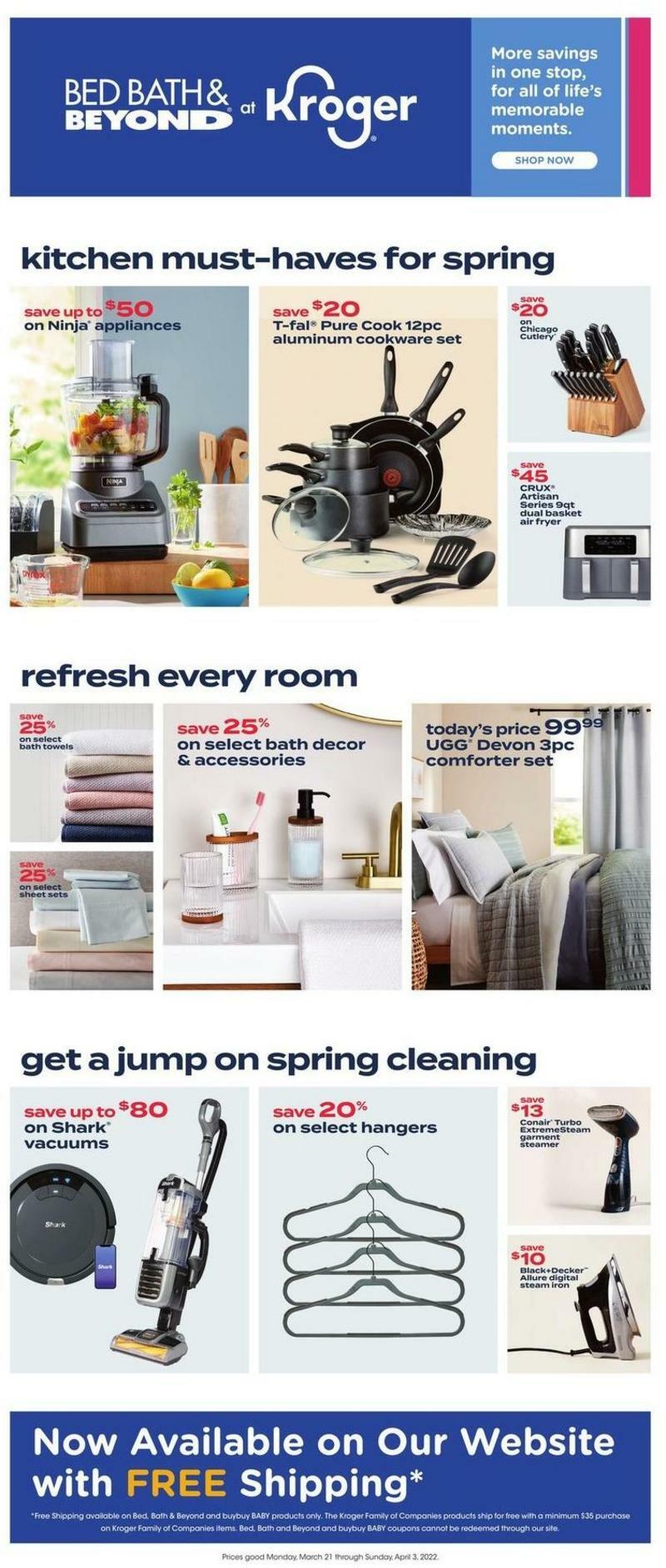 Kroger Bed, Bath & Beyond Weekly Ads & Special Buys from March 21