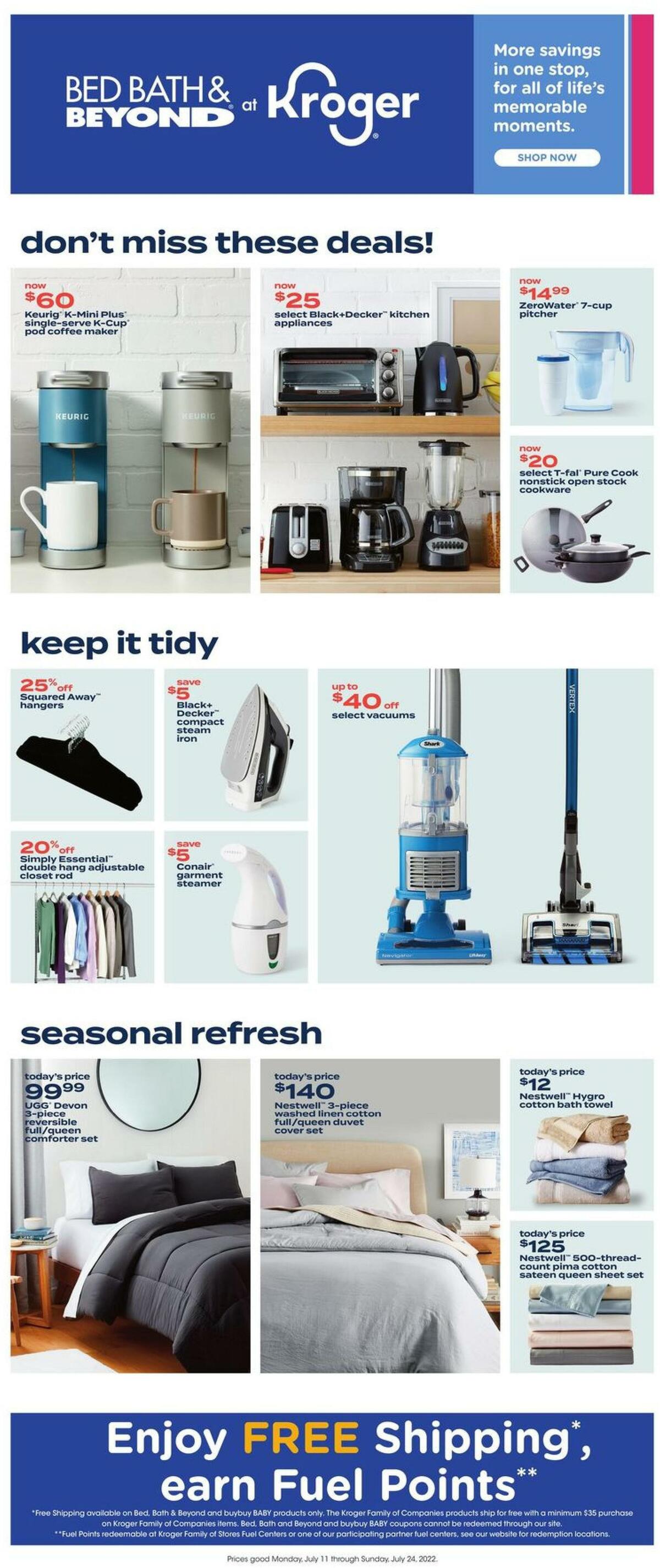 Kroger Bed, Bath & Beyond Weekly Ads & Special Buys from July 11