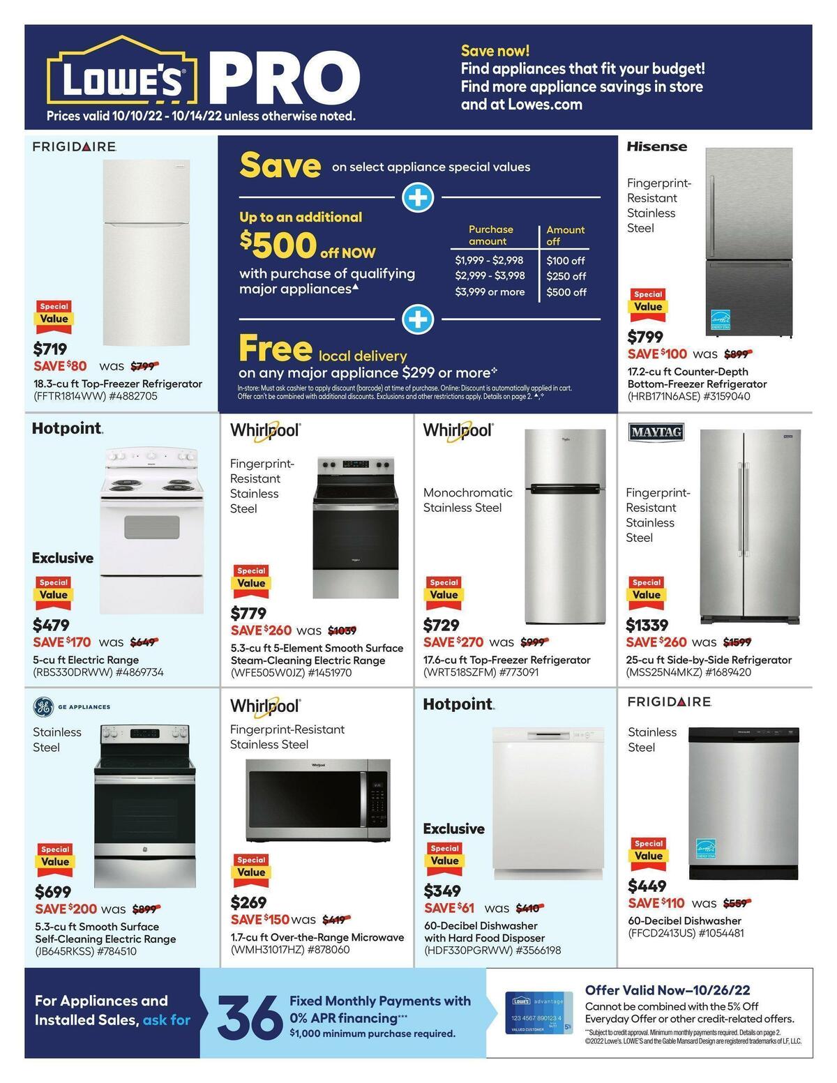 Lowe's Pro Ad - Appliances Weekly Ads & Deals from October 10