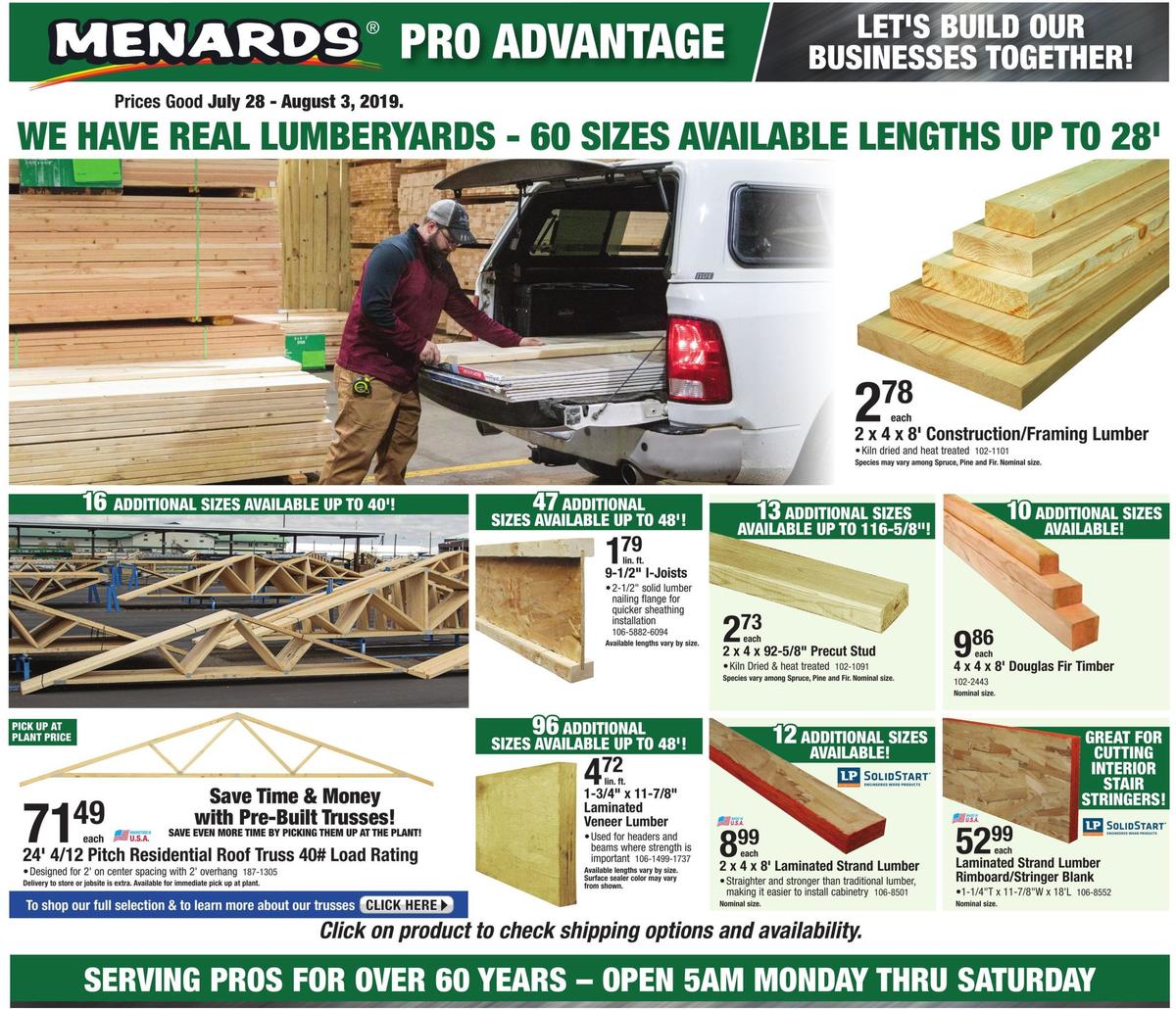 Menards Pro Advantage Weekly Ads & Special Buys from July 28