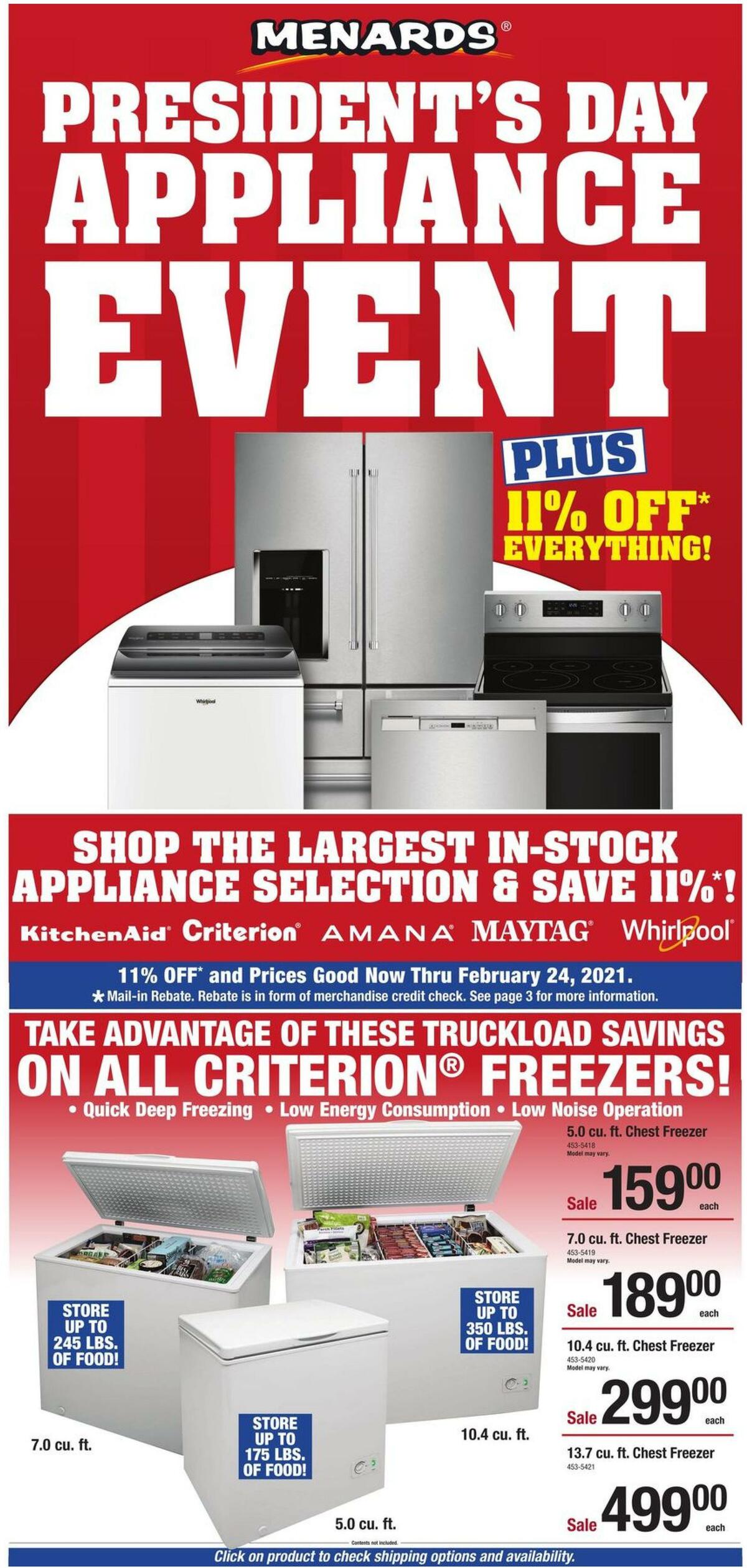 Menards President's Day Appliance Event Weekly Ads & Special Buys from