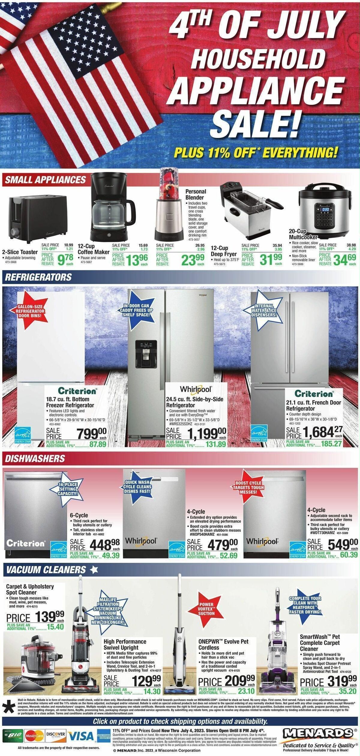 Menards Appliance July 4th Event Weekly Ads & Special Buys from June 22
