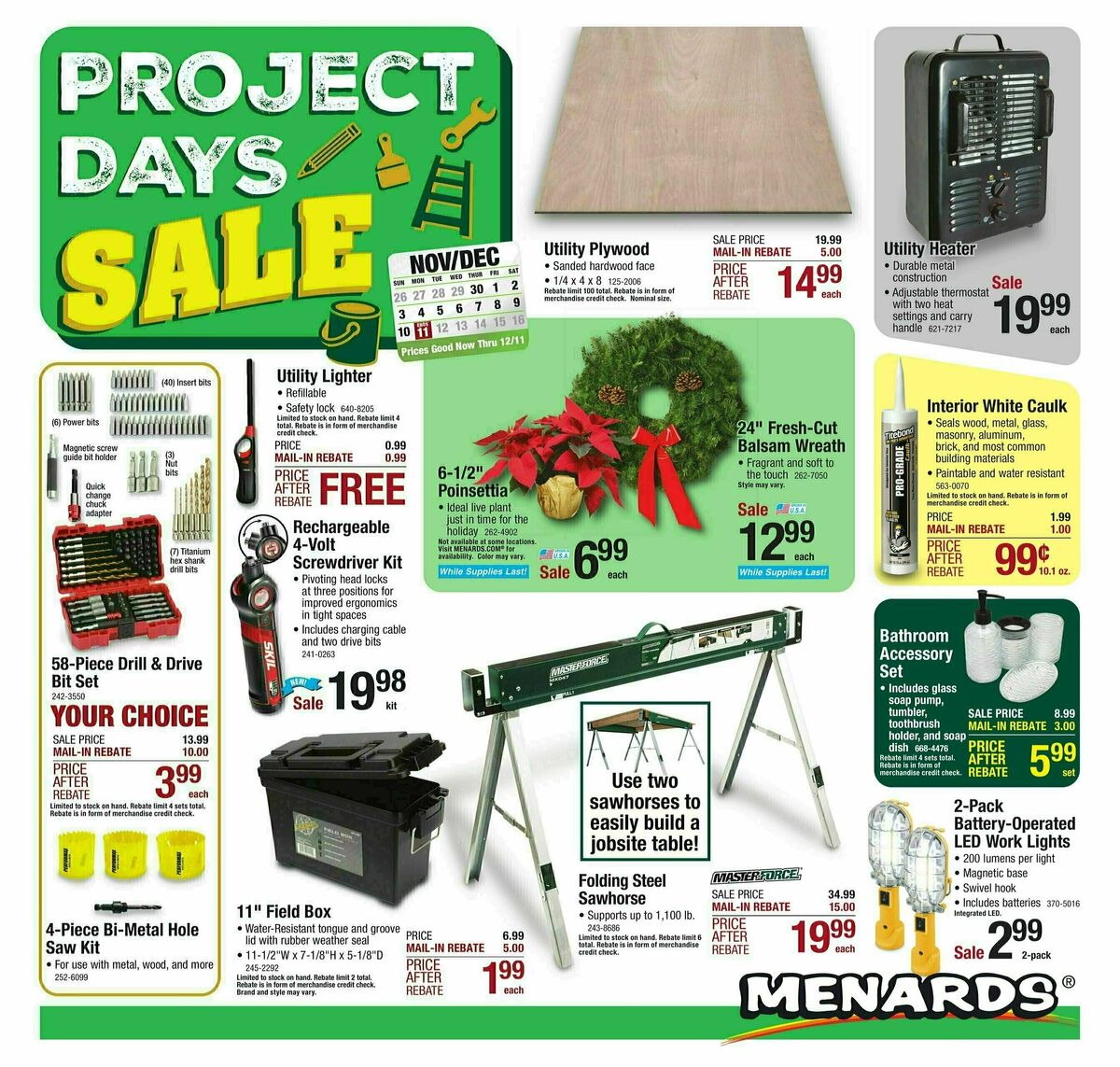 Menards Project Days Sale Weekly Ads & Special Buys from November 29