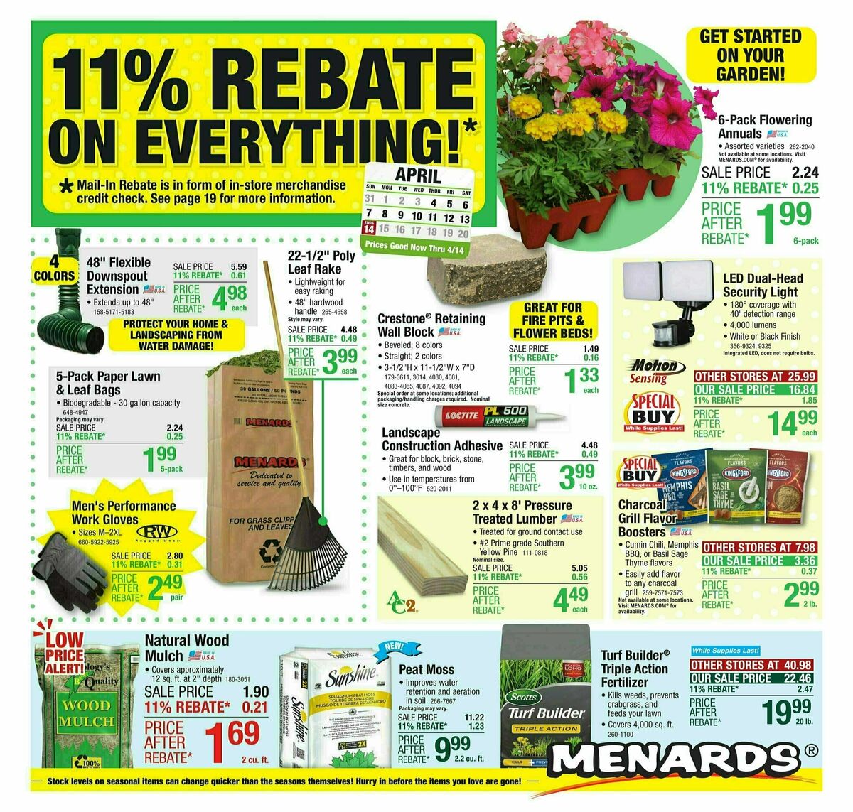 Menards 11 Rebate Sale Weekly Ads & Special Buys from April 3