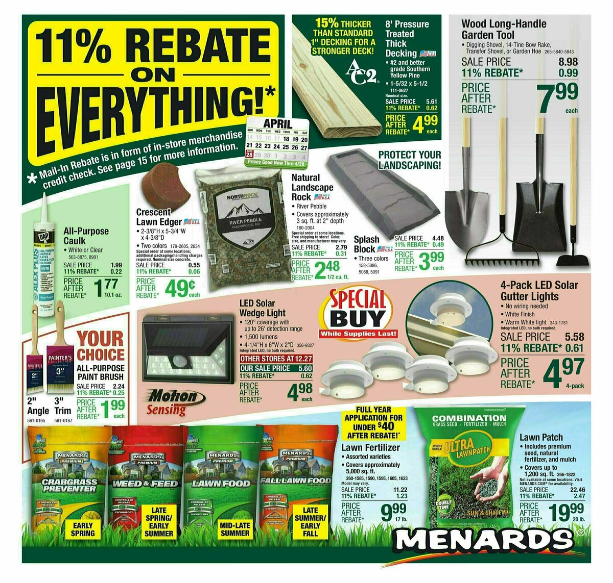 Menards 11 Rebate Sale Weekly Ads & Special Buys from April 17