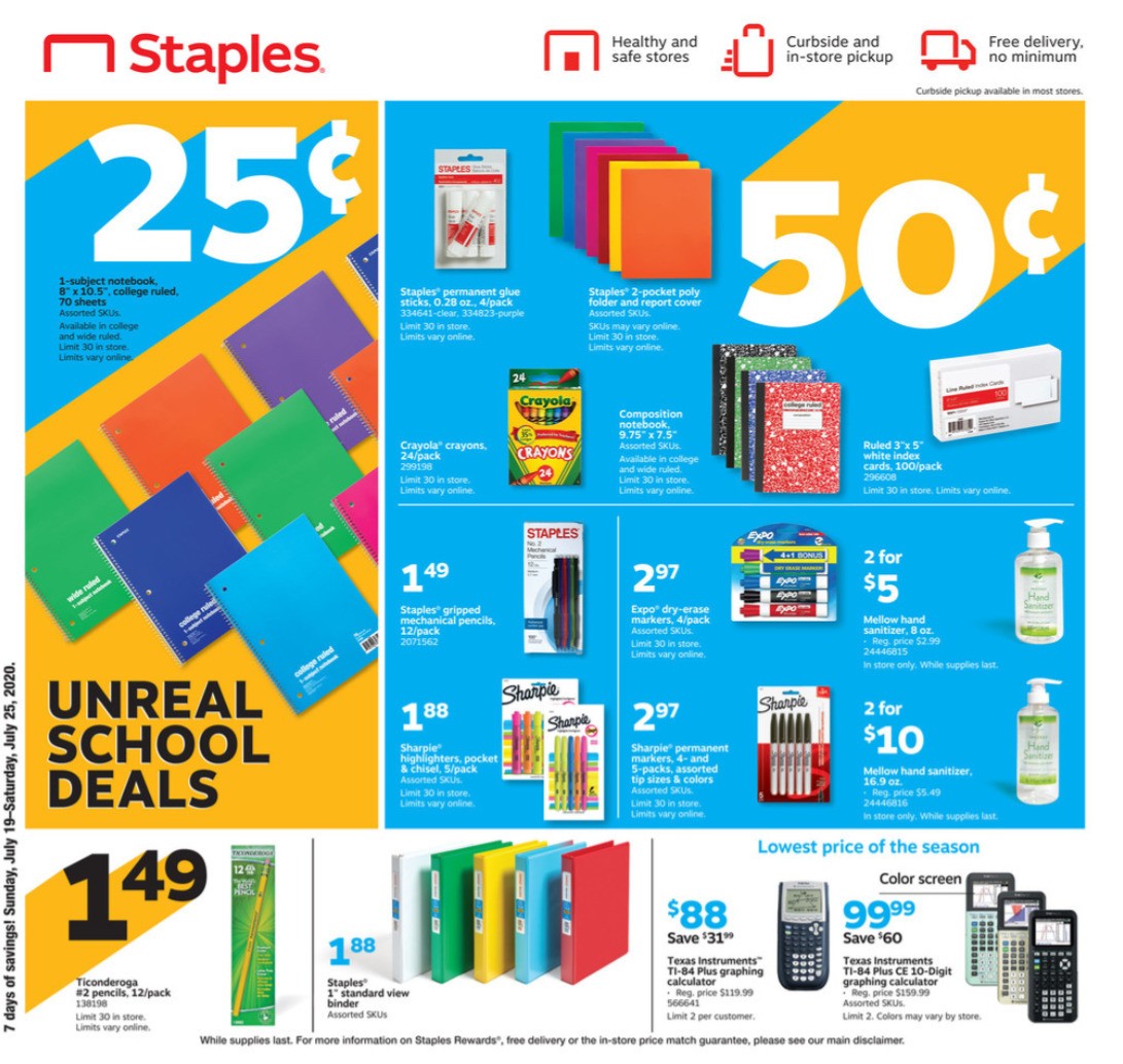 Staples Staples weekly ad from July 19