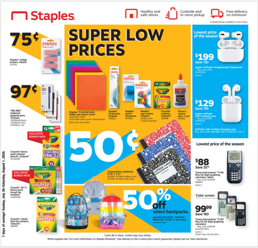 Staples Staples weekly ad from July 26