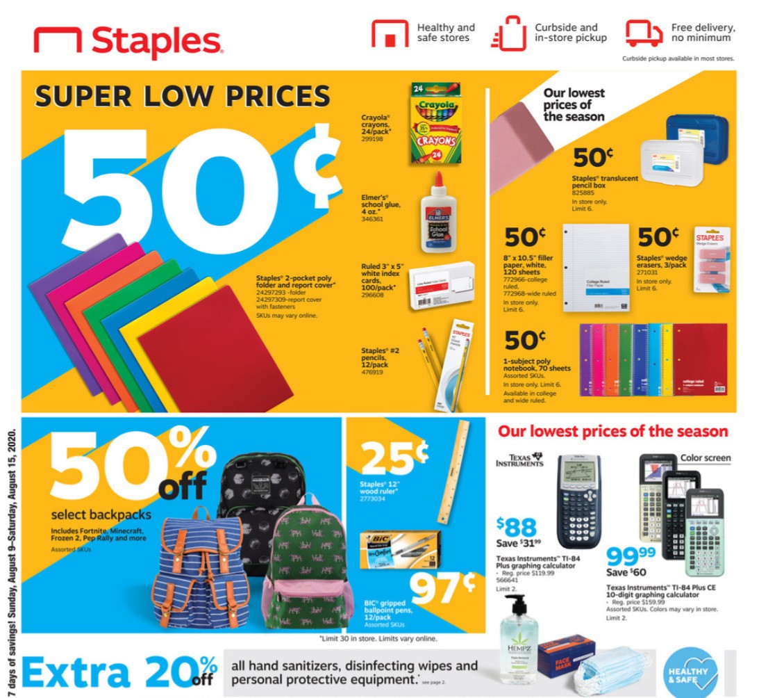 Staples Staples weekly ad from August 9